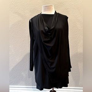 Last Tango Asymmetrical Flowy Long Sleeve Cowl Neck black Top size Medium